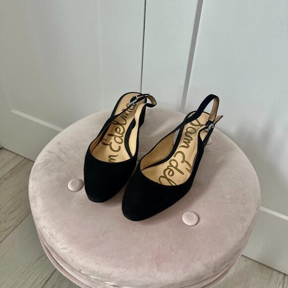 Sam Edelman Black Sling Back Kitten Heel Shoes Size 8 - Picture 1 of 5